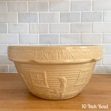 Load image into Gallery viewer, Vintage Girl Watering Can Yellow Ware Mixing Bowls, Robinson Ransbottom Pottery Co.
