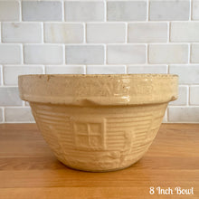 Load image into Gallery viewer, Vintage Girl Watering Can Yellow Ware Mixing Bowls, Robinson Ransbottom Pottery Co.
