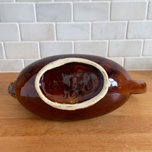 Load image into Gallery viewer, Jacks Daughter of All Trades Vintage Antique Mid-Century Modern Store Shop Reseller Etsy Shopify Toronto Canada Free Porch Pick Up Local Delivery Worldwide Shipping Judy Weinberg Unique Housewarming Sustainable Home Decor Collectible Collector Gift Farmhouse Cottagecore Cottage Grannycore Shabby Chic glossy brown drip glazed ceramic handled gravy boat Hull Pottery, USA, 1960s art pottery tableware 
