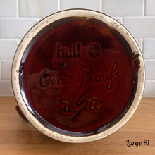 Load image into Gallery viewer, Vintage glossy brown drip glazed ceramic pitcher. Crafted by Hull Pottery, USA, 1960s. A beautiful piece to add to your home decor or art pottery collection!

In excellent condition, no chips/cracks/repairs. Maker&#39;s marks.

Measurements

Large: 5 x 9 inches, 72 ounces
