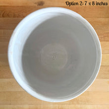 Load image into Gallery viewer, Vintage mid-century gloss white ceramic jardiniere planter featuring a pineapple pattern. Crafted by Robinson Ransbottom Pottery Co., USA, 1940s. A beautiful piece to add to your art pottery collection!

In excellent condition, no chips/cracks/repairs. Typical manufacturing glaze pops. Maker&#39;s mark.

Option 2: 7 x 8 inches
