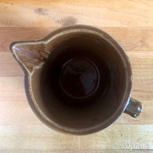 Load image into Gallery viewer, Vintage Gloss Brown Horizontal Chevron Ribbed Pitcher, Monmouth Western Stoneware, USA
