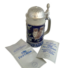 Load image into Gallery viewer, Stein displayed with both original documents: the Bavarian Forest Series pamphlet and the numbered certificate (#5843 of 10,000)
