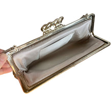Load image into Gallery viewer, Jacks Daughter of All Trades Vintage Vintage Mid-Century Store Shop Reseller Etsy Shopify Toronto Canada Free Porch Pick Up Local Delivery Worldwide Shipping Judy Weinberg Unique Gift Womens Fashion Accessory Accessories geometric silver gold mesh evening bag ornate clasp Elga
