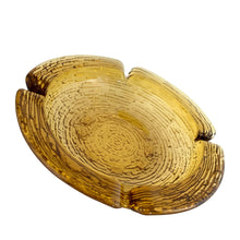Load image into Gallery viewer, Vintage gold Soreno amber glass ashtray features a bark-like texture. Crafted by Anchor Hocking, USA, 1966 - 1970. A great piece for the tobacciana collector!

In excellent condition, no chips.

Measuring 8 3/4 x 2 inch
