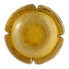 Load image into Gallery viewer, Vintage gold Soreno amber glass ashtray features a bark-like texture. Crafted by Anchor Hocking, USA, 1966 - 1970. A great piece for the tobacciana collector!

In excellent condition, no chips.

Measuring 8 3/4 x 2 inch
