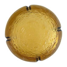 Load image into Gallery viewer, Jacks Daughter of All Trades Vintage Antique Mid-Century Kitsch Store Shop Reseller Etsy Shopify Toronto Canada Free Porch Pick Up Local Delivery Worldwide Shipping Judy Weinberg Unique Housewarming Gift Sustainable Gift Wedding Gift Home Decor Collectible Collector Gift Farmhouse Cottagecore Cottage Lodge Shabby Chic Industrial Retro Boho gold Soreno amber glass ashtray bark like texture Anchor Hocking 1960s tobacciana barware
