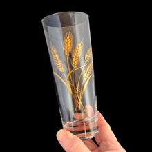 Load image into Gallery viewer, Set of six, vintage mid-century clear cocktail glasses featuring a group of golden wheat stems. Perfect for cocktails or a casual beer. Measures 2 3/4 x 6 3/4 14 ounces
