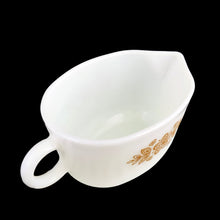Load image into Gallery viewer, Vintage White Milk Glass "Golden Butterfly" Gravy Boat w/ Underplate, PYREX USA
