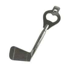 Load image into Gallery viewer, Vintage golf club metal bottle and can opener. Crafted in Taiwan, 1970s. A great addition to any sports-themed barware collection!

In as found vintage condition.

Measures 6 1/2 inches
