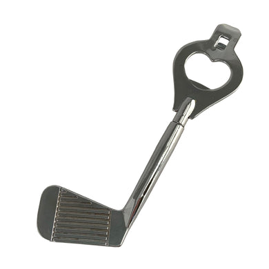 Vintage golf club metal bottle and can opener. Crafted in Taiwan, 1970s. A great addition to any sports-themed barware collection!

In as found vintage condition.

Measures 6 1/2 inches