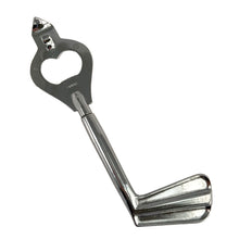 Load image into Gallery viewer, Jacks Daughter of All Trades Vintage Antique Retro Mid-Century Modern Mid Mod Store Shop Reseller Etsy Shopify Toronto Canada Free Porch Pick Up Local Delivery Worldwide Shipping Judy Weinberg Unique Housewarming Hostess Sustainable Gift Home Decor Collectible Collector Him Her Glassware Bar Cart Mad Men Cocktail Happy Hour Party golf club metal bottle can opener Taiwan, 1970s sports-themed barware
