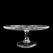 Load image into Gallery viewer, Antique vintage Grand clear pressed glass pedestal cake stand featuring a geometric diamond pattern. Crafted by Bryce Glass Co., circa 1885. Perfect for serving cakes, cupcakes or your favourite dessert! A lovely serving piece for any occasion, or as part of a wedding dessert buffet.

Excellent condition, no chips or cracks, typical manufacturing bubbles and rough mold release at the base.

Measures 8 7/8 x 4 inches

