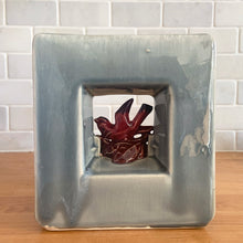 Load image into Gallery viewer, Vintage mid-century gray Arcature Line vase with central deep red bird. Crafted by McCoy Pottery, USA, early 1950s. This rare piece is must for any art pottery collector!

In excellent condition, no chips/cracks/repairs. Maker&#39;s mark.

Measures 6 1/4 x 2 7/8 x 6 1/2 inches

