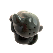 Load image into Gallery viewer, This hand painted ceramic gray and pink kitty cat salt shaker is single and ready to mingle! She is a little salty and is looking for a peppery mate. Available for all meals. No cork. Made in Japan.

In excellent condition, no chips or cracks.

Measures 2 1/8 x 2 x 2 3/4 inches
