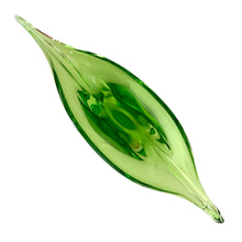 Load image into Gallery viewer, Overhead view of vintage Murano sommerso leaf console bowl showing full 20-inch length and biomorphic sculptural design
