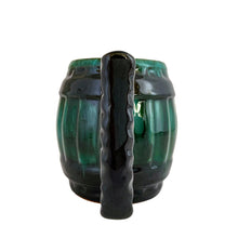 Load image into Gallery viewer, Vintage green drip glaze figural barrel mug. Crafted by Blue Mountain Pottery, Canada, circa 1970s. The contrast of the colours is outstanding. Perfect for your morning cuppa or a great addition to your BMP collection! Excellent condition, free from chips/cracks/repairs. Measures 4 3/4 x 4 inches (incl. handle)
