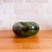 Load image into Gallery viewer, Vintage oval shaped ceramic pottery planter finished with glossy green drip glaze. Produced by RRP Co. Roseville, USA. An excellent vessel to house your favourite houseplants and succulents. A great addition to any decor style.  In excellent condition, free form chips/cracks/repairs. Marked on the bottom.  Measures 8 3/4 x 5 3/4 x 2 3/4 inches
