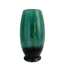 Load image into Gallery viewer, Vintage green drip glazed large ovoid shaped redware vase. Crafted by Blue Mountain Pottery, Canada, circa 1970s. This stunning retro art pottery flower vase will complement any fresh or dried floral bouquet. Also makes it a great standalone decor piece.  In excellent vintage condition, free from chips/cracks/repairs. Measures 5 x 10 1/4 inches
