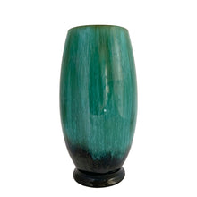 Load image into Gallery viewer, Vintage green drip glazed large ovoid shaped redware vase. Crafted by Blue Mountain Pottery, Canada, circa 1970s. This stunning retro art pottery flower vase will complement any fresh or dried floral bouquet. Also makes it a great standalone decor piece.  In excellent vintage condition, free from chips/cracks/repairs. Measures 5 x 10 1/4 inches
