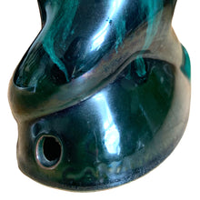Load image into Gallery viewer, Large vintage retro green drip glaze cat redware pottery figurine or TV lamp, featuring open eyes and hole at the tale for a lighting cord or incense. Crafted by Canadian Ceramic Craft (CCC), Canada, circa 1960s. Add this very cool cat to your collection. For an extra spooky look for your Halloween decor, put a tiny light inside to make the eyes glow!

In excellent condition, no chips/cracks/repairs.

Measures 5 5/8 x 3 3/8 x 17 1/2 inches
