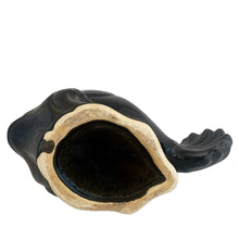Load image into Gallery viewer, Jacks Daughter of All Trades Vintage Antique Mid-Century Kitsch Store Shop Reseller Etsy Shopify Toronto Canada Free Porch Pick Up Local Delivery Worldwide Shipping Judy Weinberg Unique Housewarming Gift Sustainable Gift Wedding Gift Home Decor Collectible Collector Gift Farmhouse Cottagecore Cottage Lodge Shabby Chic Industrial 1970s vintage green drip glazed figural fish planter Wyatt Art Pottery Canada whimsical houseplant art pottery
