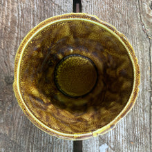 Load image into Gallery viewer, Vintage mid-century green round ceramic planter with bark textured pattern, G-5026. Crafted by Inarco, Japan, 1950s. A sweet planter or decor piece.

In excellent vintage condition, no chips/cracks/repairs. Marked on the bottom.

Measures 4 3/4 x 4 3/4 x 5 4/8 inches
