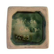 Load image into Gallery viewer, Jacks Daughter of All Trades Vintage Antique Retro Mid-Century Store Shop Reseller Etsy Shopify Toronto Canada Free Porch Pick Up Local Delivery Worldwide Shipping Judy Weinberg Unique Housewarming Wedding Sustainable Home Decor Collectible Collector Gift Farmhouse Cottagecore Cottage Grannycore Shabby Chic green pedestal urn vase handles ribbed pattern Beauce Beauceware Canada 1960s art pottery
