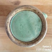 Load image into Gallery viewer, Jacks Daughter of All Trades Vintage Antique Mid-Century Rustic Depression Era Store Shop Reseller Etsy Shopify Toronto Canada Free Porch Pick Up Local Delivery Worldwide Shipping Judy Weinberg Unique Housewarming Sustainable Home Decor Collectible Collector Gift Farmhouse Cottagecore Cottage Grannycore Shabby Chic art deco gloss green Rosella 320 ceramic stoneware yellow ware pitcher climbing roses  basketweave Robinson Clay Product Company Robinson Ransbottom Pottery Co 1900s art pottery
