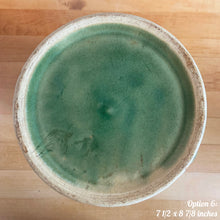 Load image into Gallery viewer, Jacks Daughter of All Trades Vintage Antique Mid-Century Rustic Depression Era Store Shop Reseller Etsy Shopify Toronto Canada Free Porch Pick Up Local Delivery Worldwide Shipping Judy Weinberg Unique Housewarming Sustainable Home Decor Collectible Collector Gift Farmhouse Cottagecore Cottage Grannycore Shabby Chic art deco gloss green Rosella 320 ceramic stoneware yellow ware pitcher climbing roses  basketweave Robinson Clay Product Company Robinson Ransbottom Pottery Co 1900s art pottery
