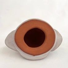 Load image into Gallery viewer, Jacks Daughter of All Trades Vintage Antique Mid-Century Kitsch Store Shop Reseller Etsy Shopify Toronto Canada Free Porch Pick Up Local Delivery Worldwide Shipping Judy Weinberg Unique Housewarming Gift Sustainable Gift Wedding Gift Home Decor Collectible Collector Gift Farmhouse Cottagecore Cottage Lodge Shabby Chic Industrial handmade redware art pottery owl figurine glazed matte gray ground blue brown details Purdy Pottery Canada 2000s owl collector

