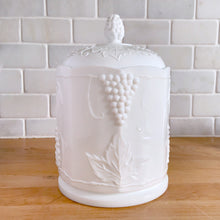 Load image into Gallery viewer, Vintage &quot;Harvest&quot; Milk Glass Medium Canister and Lid , Colony Glass, USA
