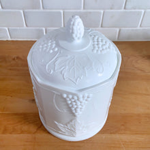 Load image into Gallery viewer, Vintage &quot;Harvest&quot; Milk Glass Medium Canister and Lid , Colony Glass, USA
