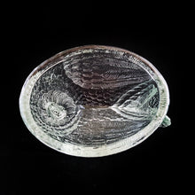 Load image into Gallery viewer, Highly collectible vintage clear pressed glass Hen-on-Nest with split tail, shape 190/I. Crafted by Zabkowice Glassworks, Poland, established in 1880s. This piece was produced in three sizes in the 1920s, with this one as the medium sized version. Grab this fabulous treasure for storing candies, soap or trinkets. Makes a wonderful accent in any farmhouse or shabby chic decor!

