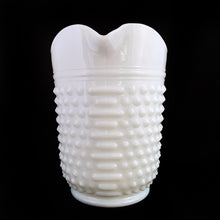 Load image into Gallery viewer, Gorgeous vintage mid-century white milk glass 65 ounce pitcher. Crafted by Anchor Hocking, USA, circa 1950s/60s. The personification of casual, fresh cottage style....a true classic that will always be on trend!  In excellent condition, free from chips/cracks.  Measures 7 1/4 inches tall
