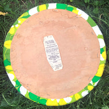 Load image into Gallery viewer, Close up view of underside of Homecrest wrought iron chair cushion showing original label
