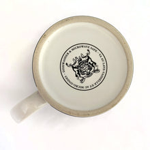 Load image into Gallery viewer, Classic vintage HBC Stripes ceramic coffee tea handled mug. Produced for the Hudson&#39;s Bay, Canada.   In excellent condition, free form chips/cracks. Marked with the HBC logo with the 2 deer stags on their hind legs and the Latin phrase &quot;Pro Pelle Cutem&quot;, meaning “a pelt for a skin”, which is the traditional motto of the Hudson&#39;s Bay Company (HBC). Dishwasher and microwave safe.  Measures 3 1/4 x 3 3/4 inches  Capacity 12 ounces
