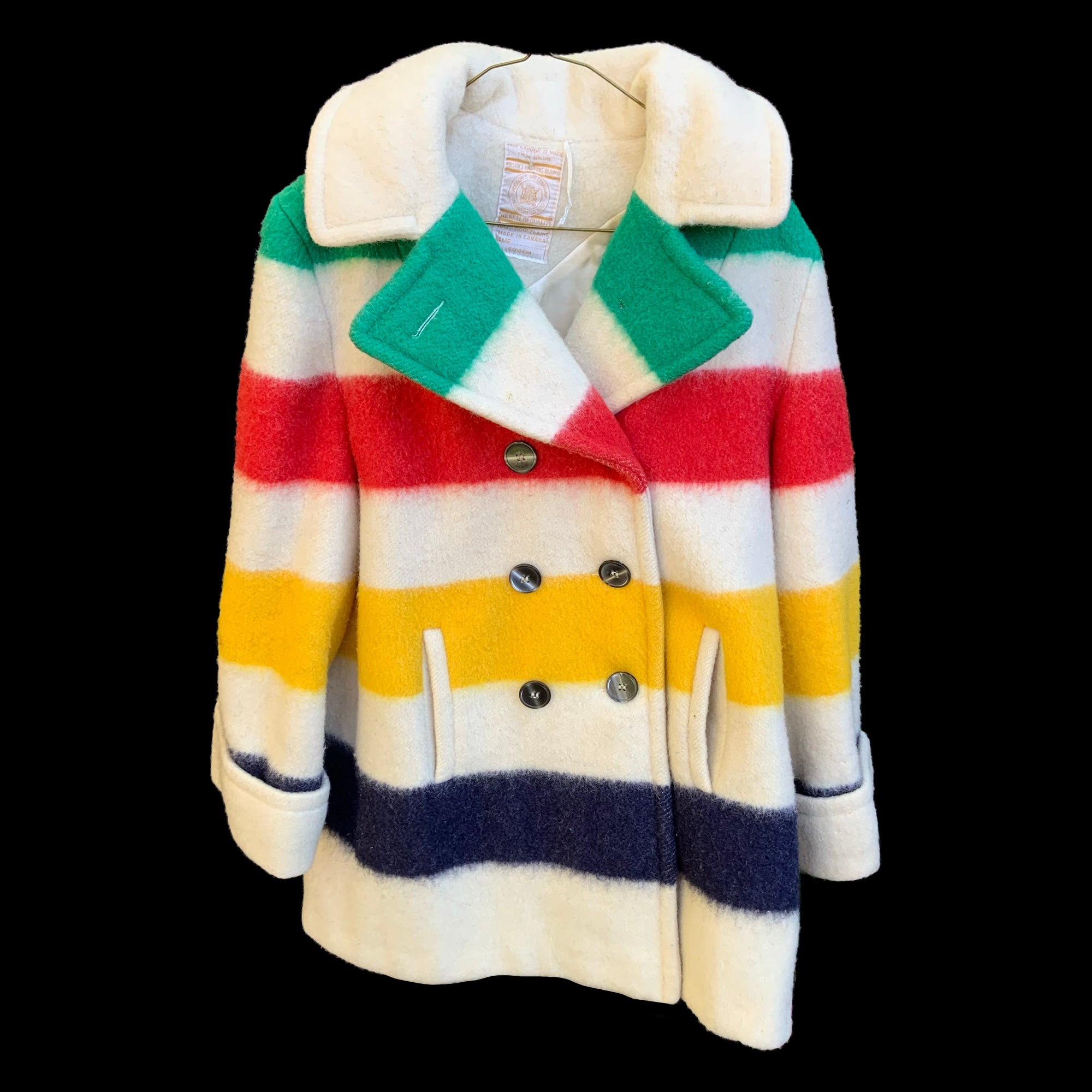 Vintage Point Blanket Striped Coat w Hood 1970s Hudson s Bay Company Canada