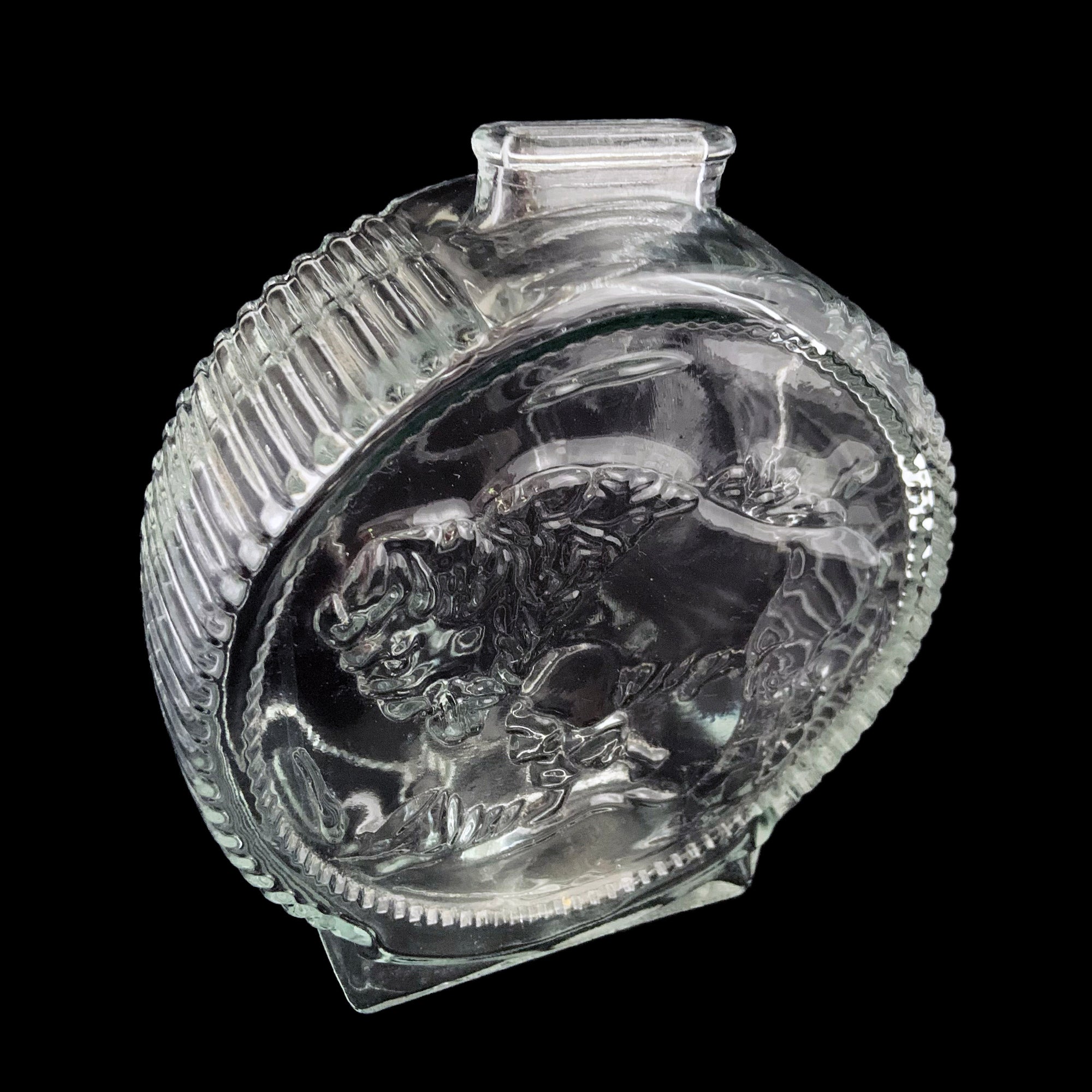 Vintage Pressed Glass Indian Head Buffalo Coin Bank Anchor Hocking