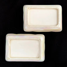 Load image into Gallery viewer, Bottom view of ESD Lefton iridescent white vanity trays
