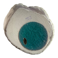Load image into Gallery viewer, Josef Originals Gemini zodiac figurine base — unglazed ceramic underside with teal felt pad and original oval Josef Originals label; "Made in Japan" stamp visible
