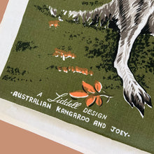 Load image into Gallery viewer, Jacks Daughter of All Trades Vintage Antique Retro Mid-Century Modern Modernist Kitsch Store Shop Reseller Etsy Shopify Toronto Canada Free Porch Pick Up Local Delivery Worldwide Shipping Judy Weinberg Unique Housewarming Hostess Sustainable Gift Home Decor Collectible Collector Farmhouse Cottage Core Shabby Chic Kitchen Home Decor Australian Outback Souvenir Tea Towel Liddell Design Kangaroo and Joey

