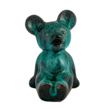 Load image into Gallery viewer, Adorable vintage green drip glazed Koala Bear art pottery figurine. Crafted by Blue Mountain Pottery, Canada, circa 1970s. Add this sweet little bear to your BMP collection!  In excellent condition, free from chips/repairs. Faint script on the back of the bear reads, &quot;Wasaga Beach Canada&quot;.  Measures 3 3/4 inches tall   
