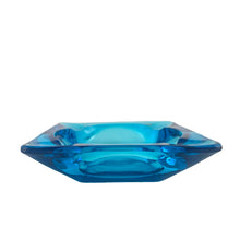 Load image into Gallery viewer, Vintage mid-century laser blue square glass ashtray would make a great addition to your lounge or barware collection. Crafted by Anchor Hocking, USA, 1957 - 1965. The colour is out of this world!

In excellent condition, no chips or cracks.

Measures 4 1/8 x 4 1/8 inches
