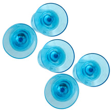 Load image into Gallery viewer, Jacks Daughter of All Trades Vintage Antique Mid-Century Store Shop Reseller Etsy Shopify Toronto Canada Free Porch Pick Up Local Delivery Worldwide Shipping Judy Weinberg Unique Housewarming Gift Sustainable Gift Gift Farmhouse Cottagecore Cottage Lodge Shabby Chic Industrial Pair LRS60 Blue water goblets or wine glasses Libbey Glass 1990s Glassware Bar Barware Cart Mad Men Cocktail Happy Hour Party
