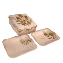 Load image into Gallery viewer, Vintage Lefton CS 40190 pink and gold vanity set in excellent condition, mid-century modern collectible
