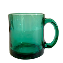 Load image into Gallery viewer, Side view, handle facing right with rectangular D-shaped profile, deep teal-green transparent glass, thick base

