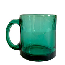 Load image into Gallery viewer, Opposite side view, handle facing left with rectangular D-shaped profile, deep teal-green transparent glass, thick base
