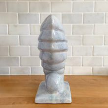 Load image into Gallery viewer, Vintage mid-century era lilac drip glaze ceramic swan vase. Crafted by Gonder Pottery, 1950s. A graceful piece to add to your art pottery collection and home decor!

In excellent condition, no chips/cracks/repairs, age-related crazing and interior hard water stains.

Measures 9 1/2 x 4 x 9 1/8 inches
