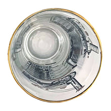 Load image into Gallery viewer, Vintage Black White Gold Locomotive Trains Pint Glass, Libbey Glass, USA
